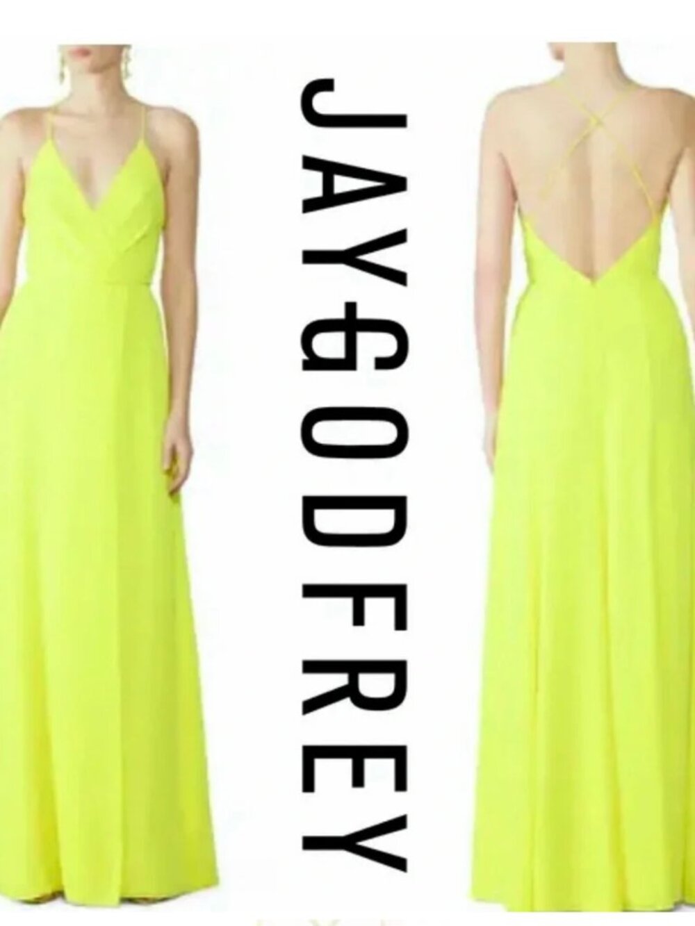 Jay Godfrey Turner Gown with crisscross spaghetti straps & open back. sz. - 4